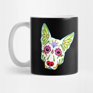 German Shepherd in White - Day of the Dead Sugar Skull Dog Mug